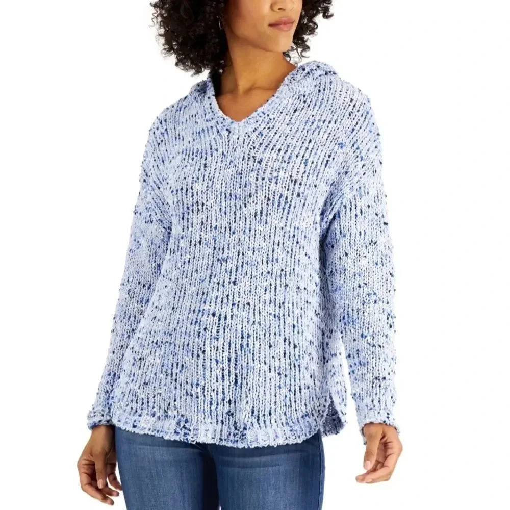 Chenille Hoodie Sweater Chambray